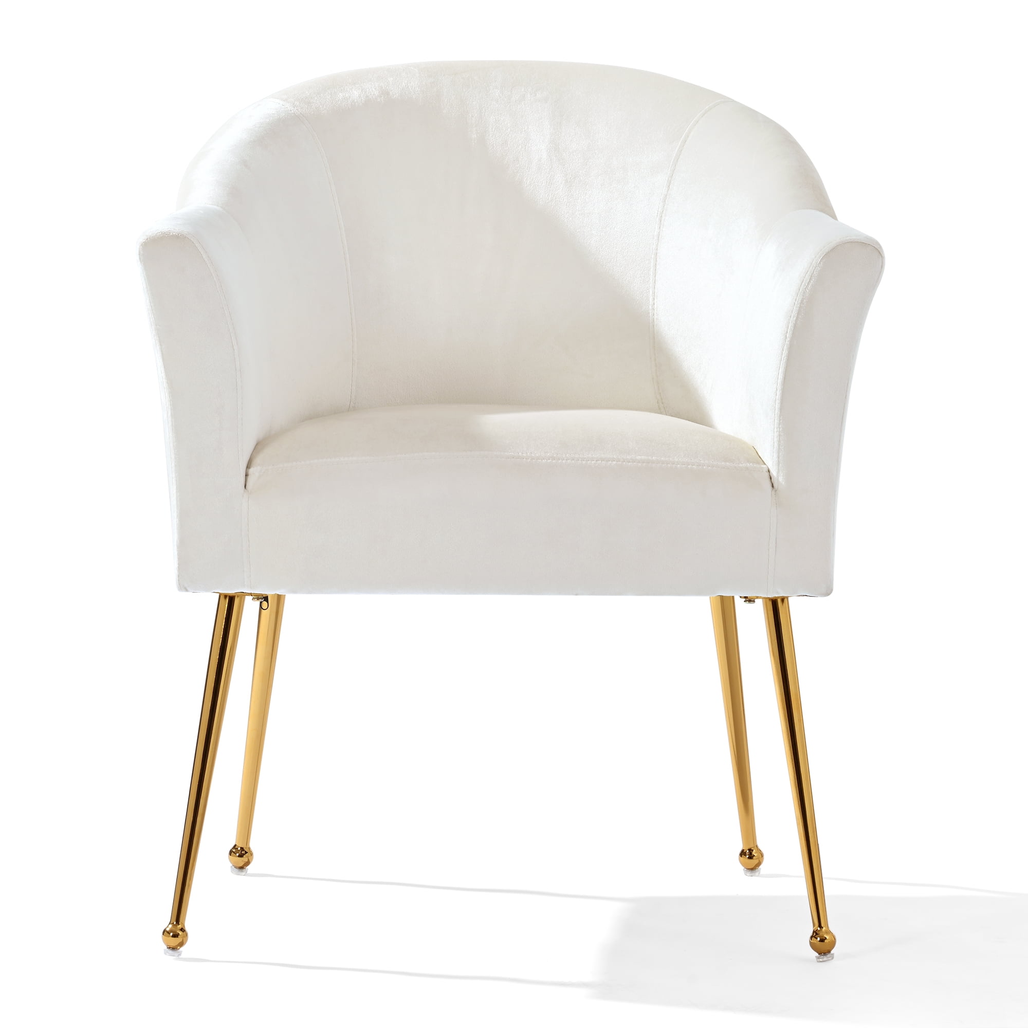 YYAo Velvet Accent Chair, Upholstered Comfy Armchair with Metal Legs for Bedroom, Living Room, White YYAo Velvet Accent Chair, Upholstered Comfy Armchair with Metal Legs for Bedroom, Living Room, White