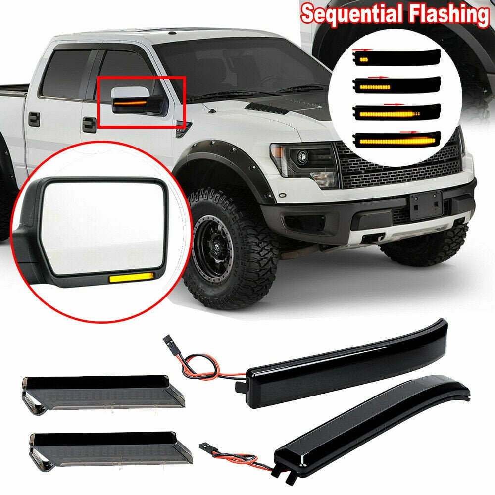 Pair Smoked LED Side Mirror Sequential Turn Signal Light for 2009-14 Ford F-150 