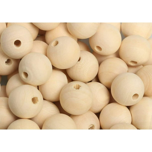 100 Unfinished Wooden Round Beads, 20mm in Dia with 4mm Hole