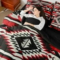 thumbnail image 4 of Homewish Vintage Aztec Print 7-Piece Twin Bedding Sets,Abstract Rhombus Striped Bedding Comforter Set,Red Black White Sheet Sets For Adults,Luxury Bedroom Decor Reversible, 4 of 8
