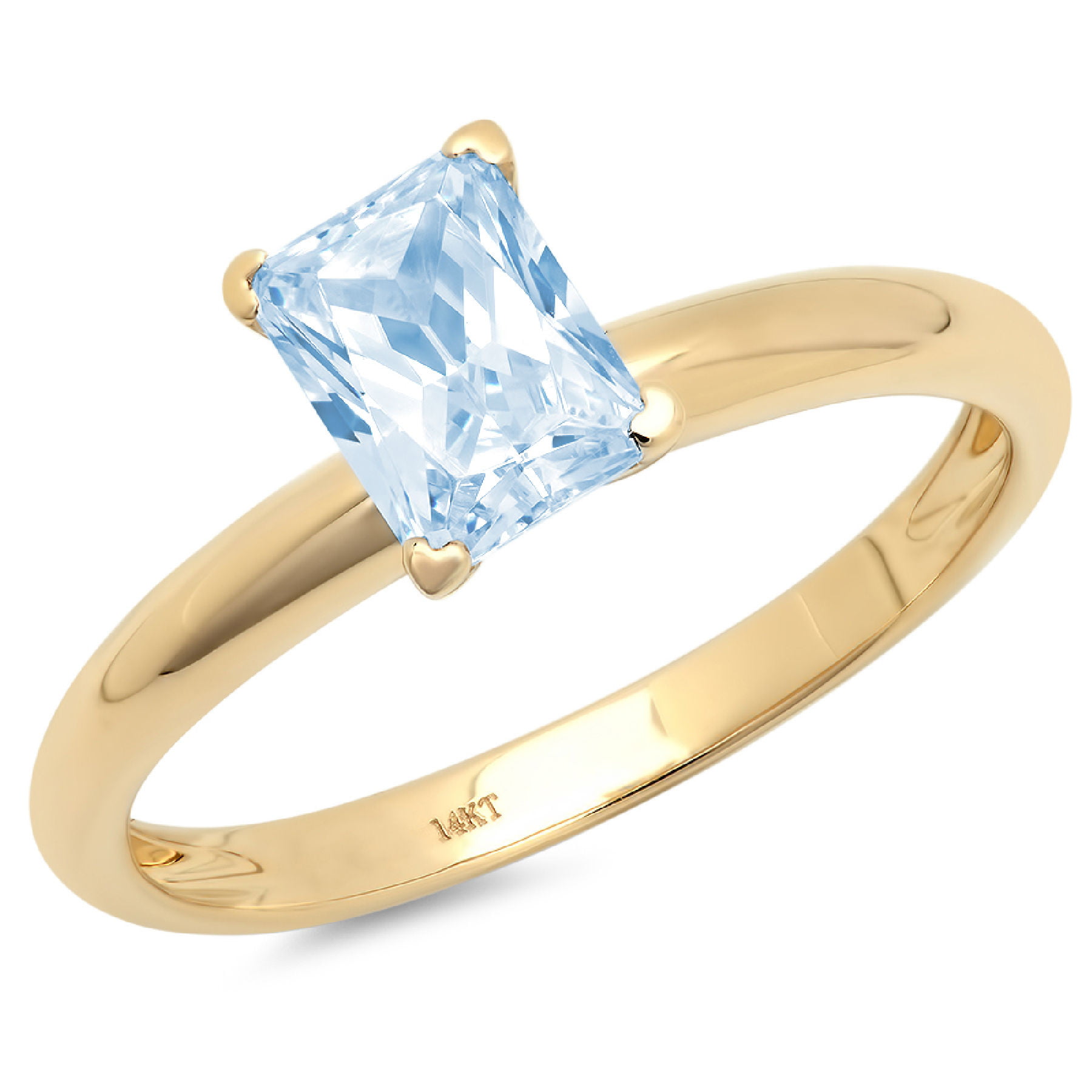 Details about   Women's Solitaire Ring 4 ct Emerald Cut Aquamarine 14k White Gold Over Silver 