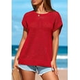 thumbnail image 3 of PRETTYGARDEN Womens Spring Tops Summer Shirts Crochet Cap Sleeve Sweater Pullover Cute Crew Neck Beach Cover Ups, 3 of 8