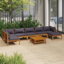 vidaXL 8 Piece Patio Lounge Set with Cushion Solid Acacia Wood
