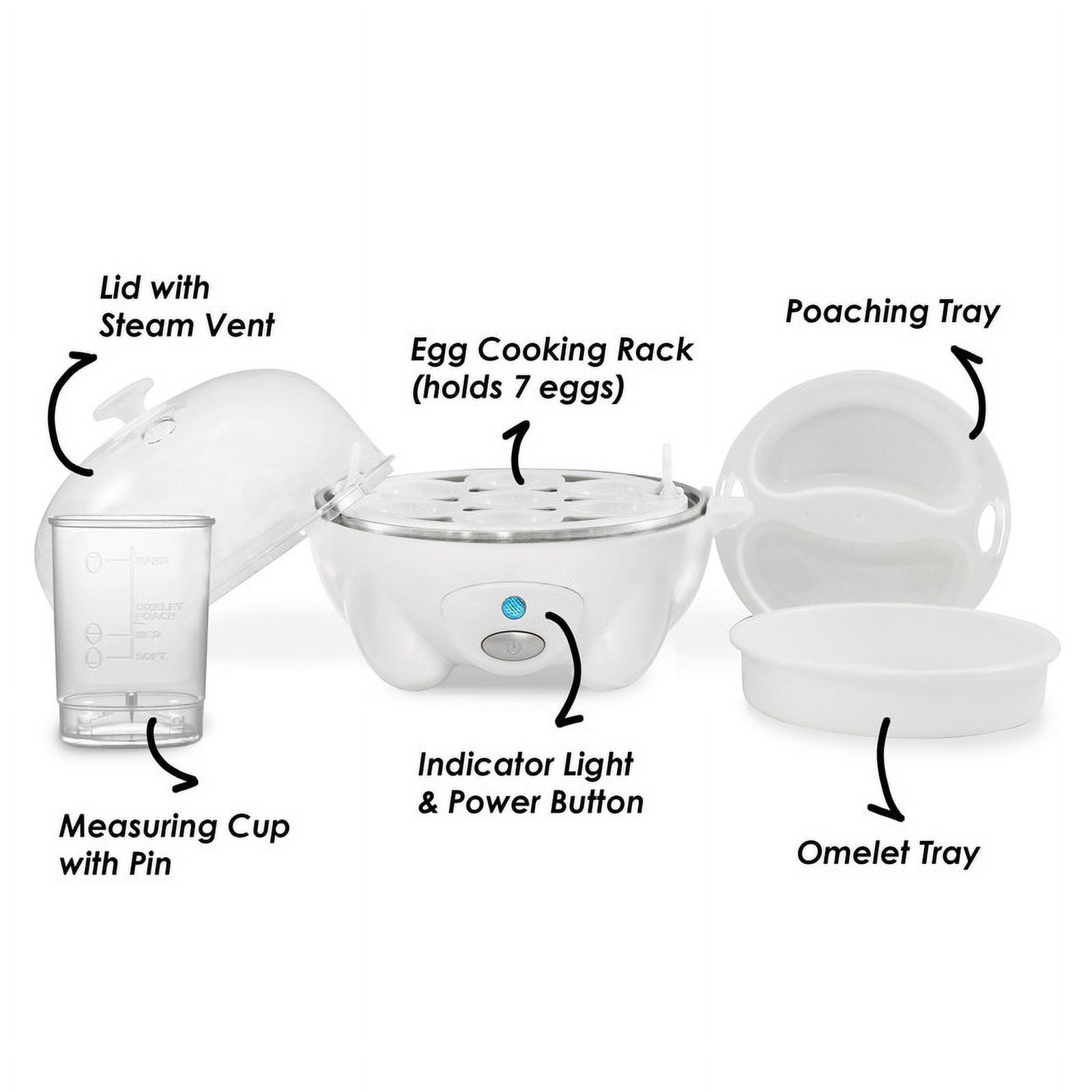 Elite Cuisine EGC550  Automatic Easy Egg Cooker, 7 Eggs