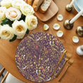 thumbnail image 2 of Botanical Birds Round 13 Inch Placemats Set of 6, Art Abstract Leaves Purple HeatResistant Non Slip Place Mats for Dining Table, Wipeable Braided Kitchen Table Mats for Housewarming, 2 of 9