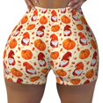 thumbnail image 2 of Gukieu Gnomes Pumpkin And Mushrooms Print Women's Sports Shorts, Elastic Waist High Stretch Running Yoga Gym Sweatpants-X-Large, 2 of 8