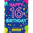 thumbnail image 4 of Vibrant Colorful 16th Birthday Banner with Balloons Candles and Confetti Backdrop for Birthday Party Photography Props Decorations Celebration Events, 4 of 8