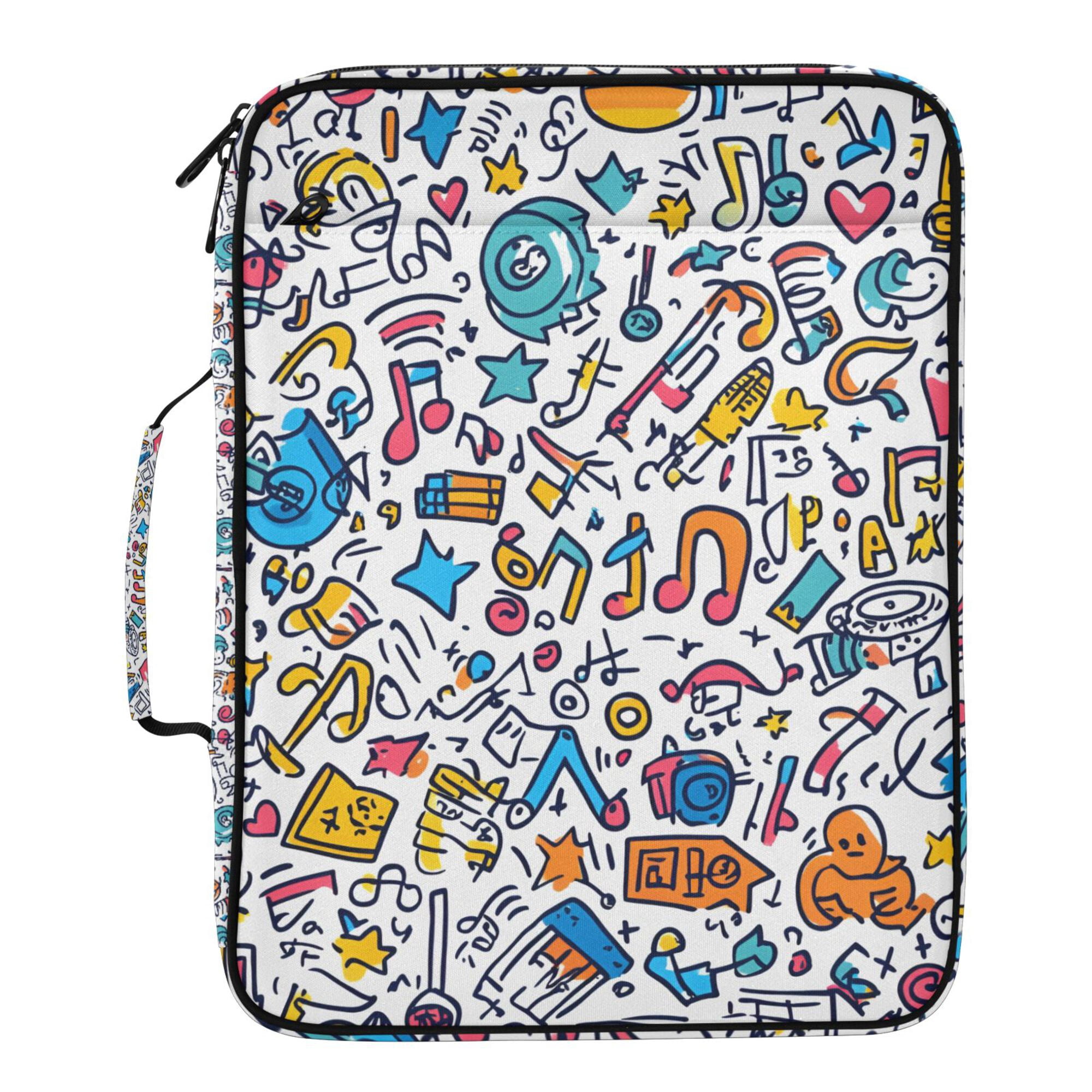 FORMRS Accordion File Folder A4 Size 7-Pocket Expanding Document Organizer Bag with 3 Ring Binder, Doodle Pattern