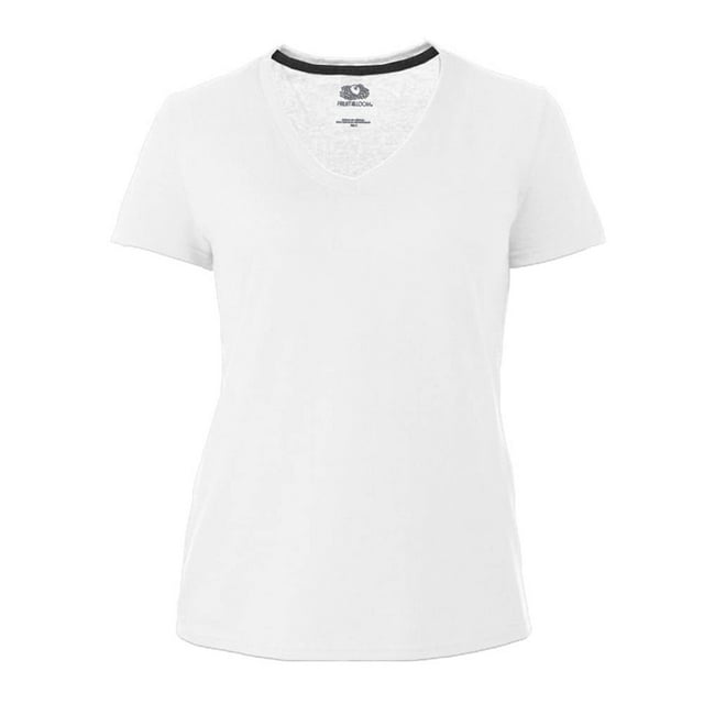 Playera Fruit Of The Loom para Mujer, Cuello V Manga Corta Blanco Talla M