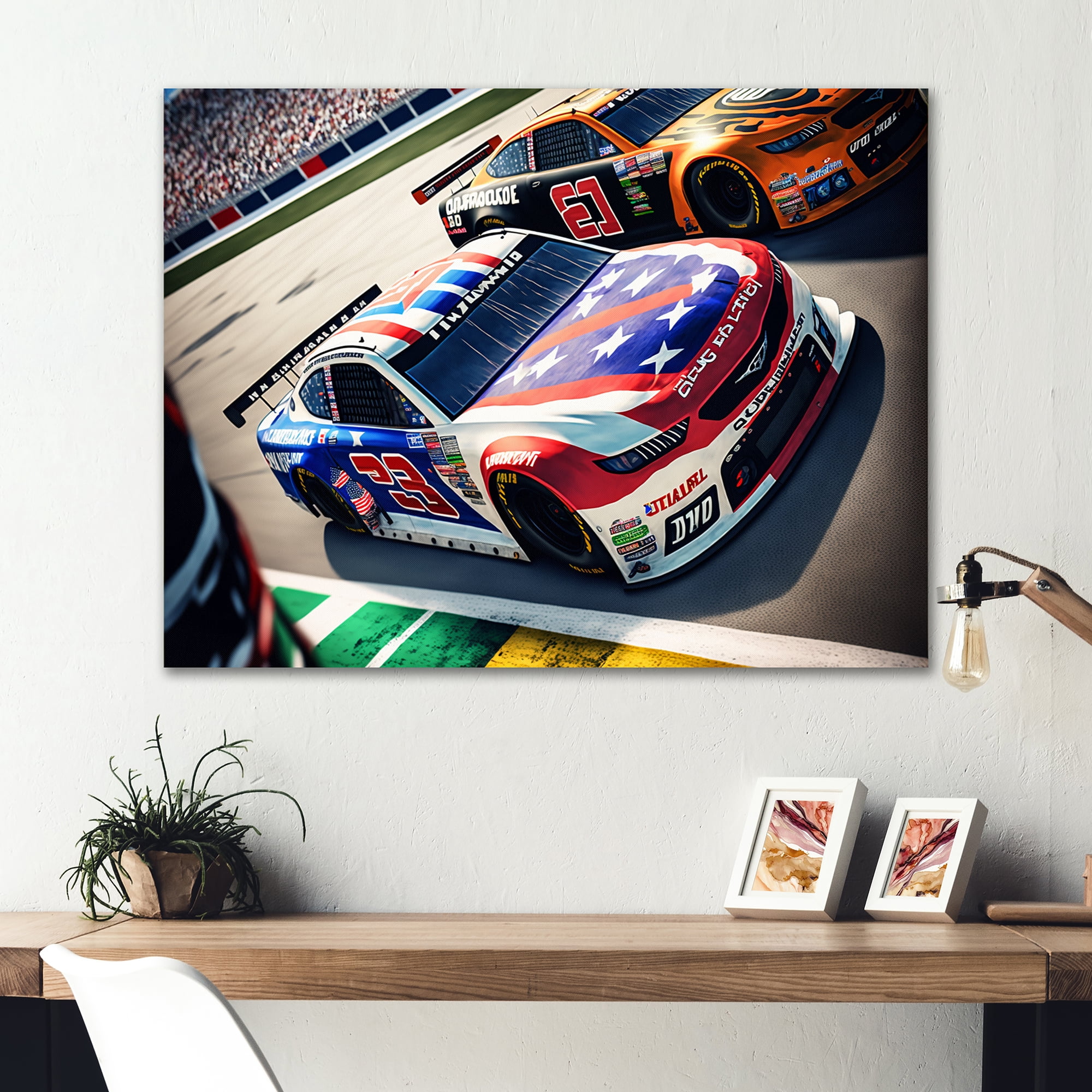 Designart Stock Car Racing Last Lap II Canvas Wall Art