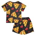 thumbnail image 2 of Pizza Red Heart Pattern Summer Pajama Set Soft Cotton Short Sleeve Sleepwear 2PCS Pajama Sets Breathable Lounge Set Size 14Y, 2 of 7