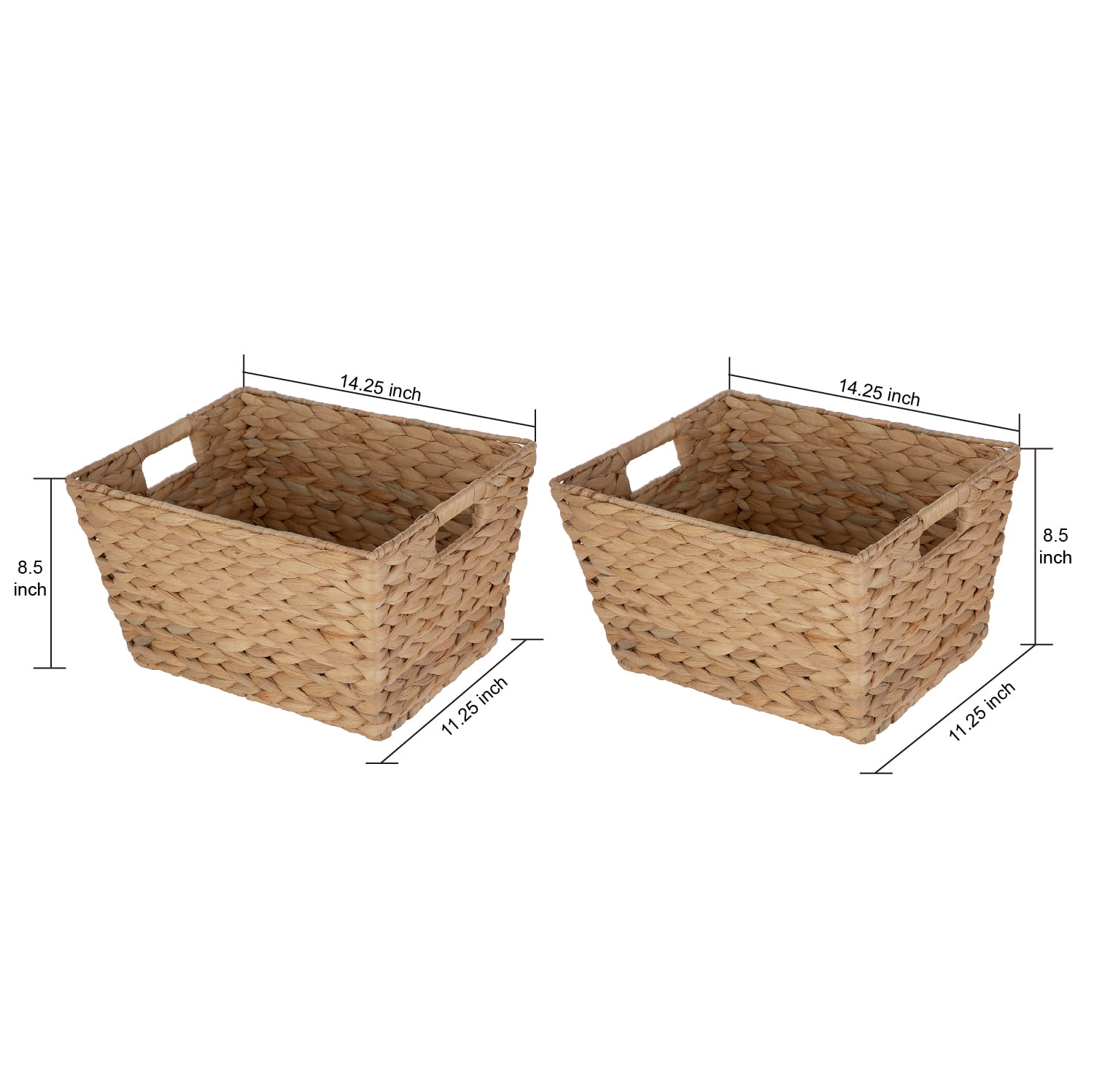 Better Homes & Gardens Large Water Hyacinth Storage Baskets with Handles, 2 Pack