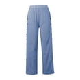 thumbnail image 5 of Striped Pants Women Plus Size Elastic Waist Straight Leg Pants Summer Casual Beach Trousers, 5 of 5