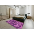 thumbnail image 5 of Ahgly Company Machine Washable Indoor Round Transitional Dark Magenta Purple Area Rugs, 4' Round, 5 of 7