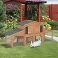thumbnail image 2 of Pawhut Wooden Bunny Rabbit Hutch, Brown, 91", Large, 2 of 9