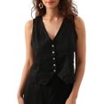thumbnail image 1 of CHOK Womens Pure Linen Sleeveless Button Down V Neck Crop Top Summer Vest Waistcoat, 1 of 6