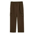thumbnail image 5 of Lenpel Cargo Pants for Women Plus Size Elastic High Waisted Wide Leg Pants Athletic Casual Trousers with Pockets(Brown,XX-Large), 5 of 5