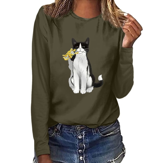 Blusa de manga larga con estampado informal para mujer Fridja hj818