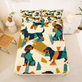 thumbnail image 4 of Manfei Kawaii Dalmatian Queen Sheets, Tribal Dachshund Dog Queen Sheet Sets, Teal Orange, 4pcs, 1 Flat Sheet, 1 Fitted Sheet and 2 Pillowcases, 4 of 6