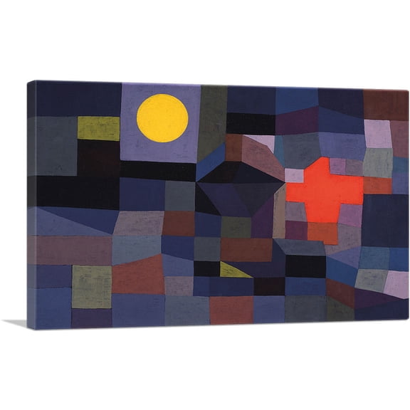 ARTCANVAS Fire at Full Moon 1933 Canvas Art Print by Paul Klee - Size: 12" x 8" (0.75" Deep)