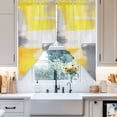 thumbnail image 4 of Grey Yellow Swag Curtain Valance for Windows, Mottled Oil Painted Texture Abstract Modern Art Window Treatments Short Swag Topper for Kitchen Windows Bathroom Bedroom, 36"x36", 4 of 8