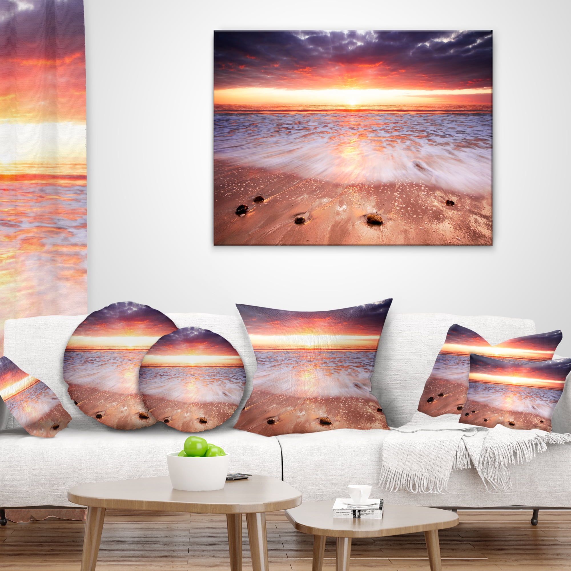 Designart Sunset Strip - Landscape Photography Throw Pillow - 16x16