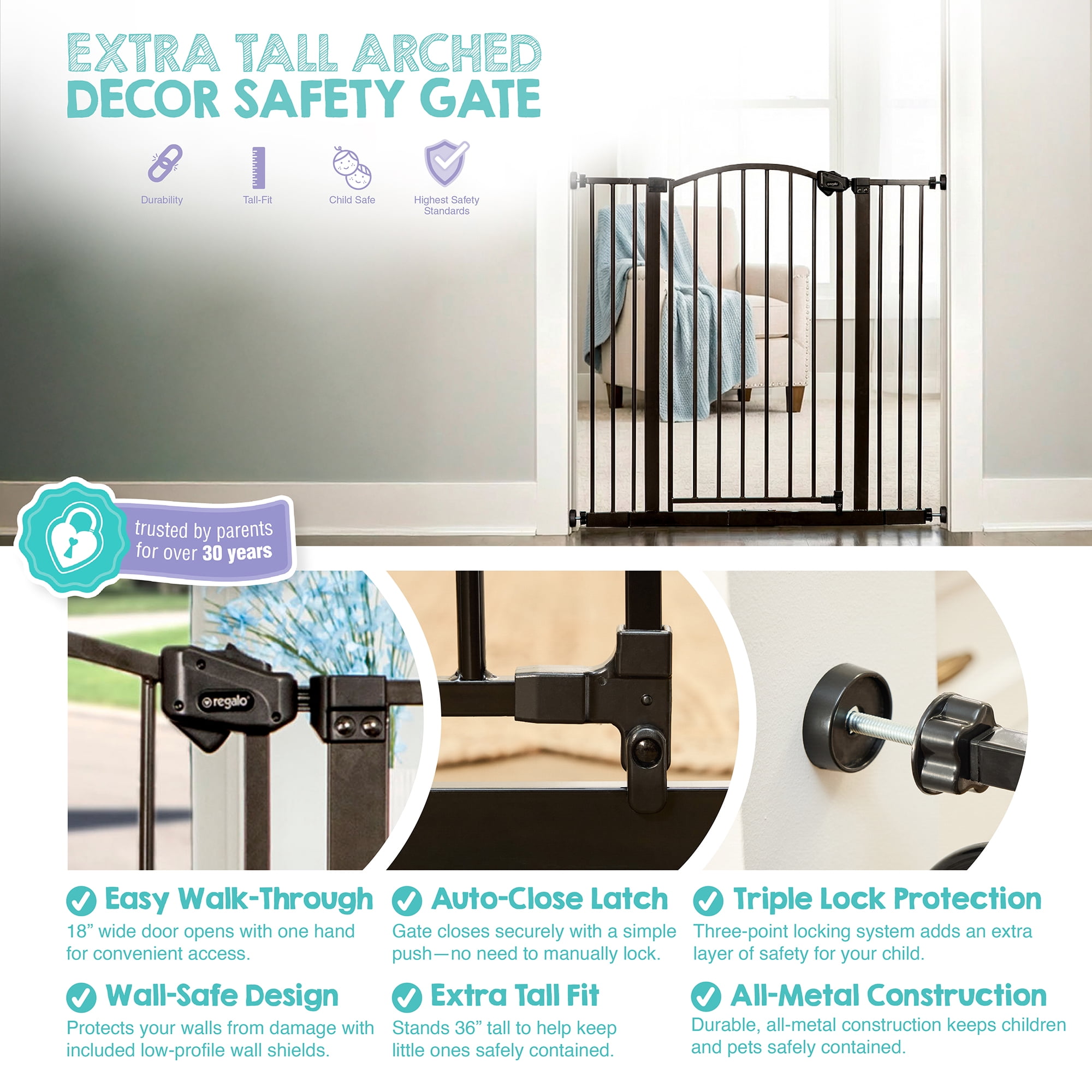 Regalo Home Accents Extra Tall Baby Gate, Extra Tall Gate