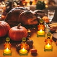 thumbnail image 3 of Thanksgiving LED Electronic Candlestick, Iron Painted Turkey Maple Modeling Lamp Candle Holder, Small Cute Thanksgiving Night Light Ornaments, Portable Table Candle Holder Decoration, 3 of 6