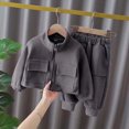 thumbnail image 2 of Toddler Baby Girl 2Pcs Outfits 12 18 24 Months 2T 3T 4T 5T 6T Zipper Jacket Tops + Drawstring Pants Set Fall Winter Clothes Toddler Girl Outfit For Grey Size 12-18 Months, 2 of 5