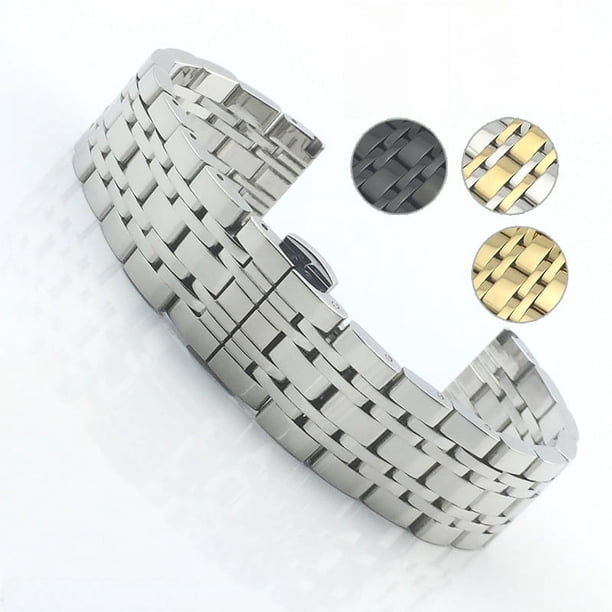Para reloj digital Galaxy, correa de acero inoxidable con siete cuentas y hebilla de mariposa, pulsera de metal