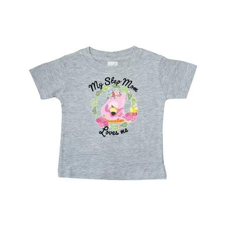 

Inktastic Baby Flamingo My Step Mom Loves Me in Flower Wreath Gift Baby Boy or Baby Girl T-Shirt