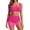 Hot Pink, variant on Women's High Waisted Bikini Set Tummy Control Two-Piece Swimsuit with Swim Skirt Mesh Sarong Wraps Bathing Suits, Red