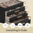 thumbnail image 4 of LEDREM 4-Layer Jewelry Box Organizer with Glass Lid, 3-Drawer Velvet Lined Storage for Rings Necklaces, Graphite Black and Gold, 4 of 8
