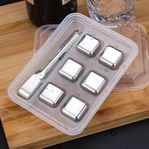 AkoaDa Stainless Steel Ice Cubes Reusable Chilling Whiskey Stones, 304 Stainless Steel Ice Cube Set, Perfect for Wine, Vodka, Whiskey, Beer, Beverage Juice