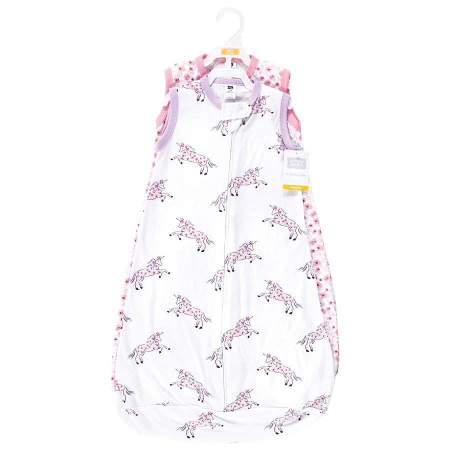 Hudson Baby Infant Girl Cotton Long-Sleeve Wearable Sleeping Bag, Sack, Blanket, Floral Unicorn Sleeveless, 12-18 Months