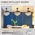 thumbnail image 6 of 42"Chandelier Ceiling Fan Retractable Ceiling Fans with Lights and Remote Control 6 Speed 3 changable LED light Crystal Ceiling Fan Modern Light for Bedroom Indoor Living Room, 6 of 8