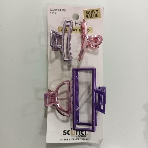 Scunci Trend Essentials All Day Hold Claw Clips Savvy Value 4 Each