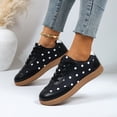 thumbnail image 2 of IEMIEMIEM Women's Sneakers Polka Dot Retro Low Top Lace Up Faux Leather Casual Comfort Walking Shoes Fashion Flat Sneakers Black 10 Wide, 2 of 6