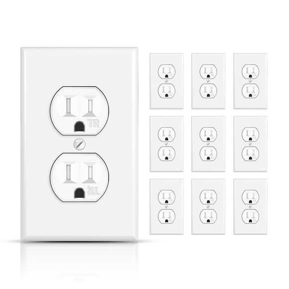 TOPELER Duplex Receptacle Outlets with Wall Plate, Tamper Resistant, 15A/125V/1875W Electrical Power Socket for Residential and Commercial, Self-Grou