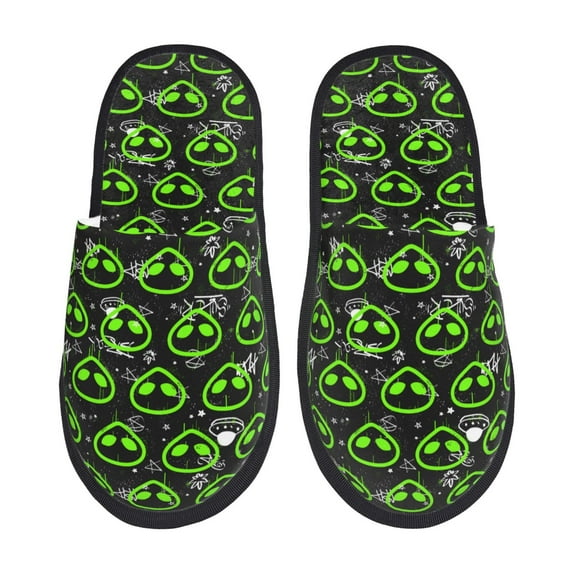 Yiaed Monster Neon Head Print Unisex House Slippers, Slip on Warm Shoes Indoor Outdoor with Anti-slip sole-Medium