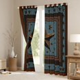 thumbnail image 4 of Homewish Steel Blue Texas Stars Black Out Curtains, Bohemian Western Fashion Curtains Pack of 2 (42x63 Each), Rustic Farmhouse Bedroom Curtains, Window Curtains Decor, 4 of 7