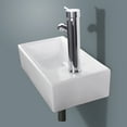 thumbnail image 3 of Wonline Bathroom Wall Mount Rectangle Corner Single Sink White Porcelain Ceramic Vessel Sink & Chrome Faucet Combo without P-Trap, 3 of 9