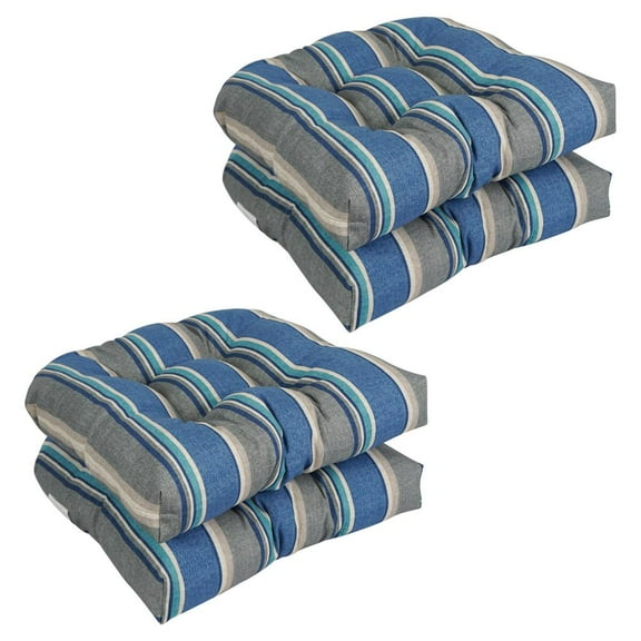 Blazing Needles 19-inch U-Shaped Patterned Spun Polyester Tufted Dining Chair Cushions (Set of 4) 93184-4CH-REO-66