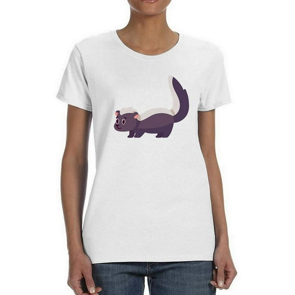 Cute Cartoon Baby Skunk Art T-Shirt Women -Image by Shutterstock, Female Large