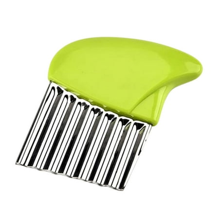 

AQITTI Stainless Steel Potato Carrot Chip Vegetable Crinkle Wavy Chopper Cutter French Fry Slicer(Green)