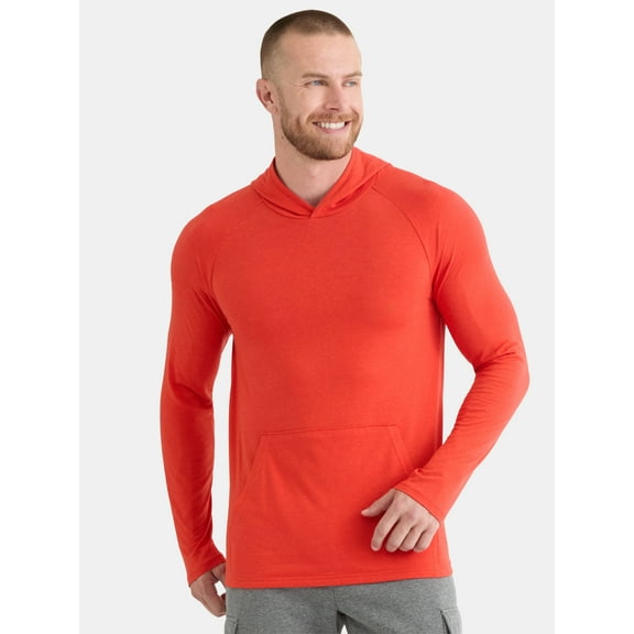 Athletic Works Men's Tri Blend Long Sleeve T-Shirt Hoodie, Sizes S-3XL
