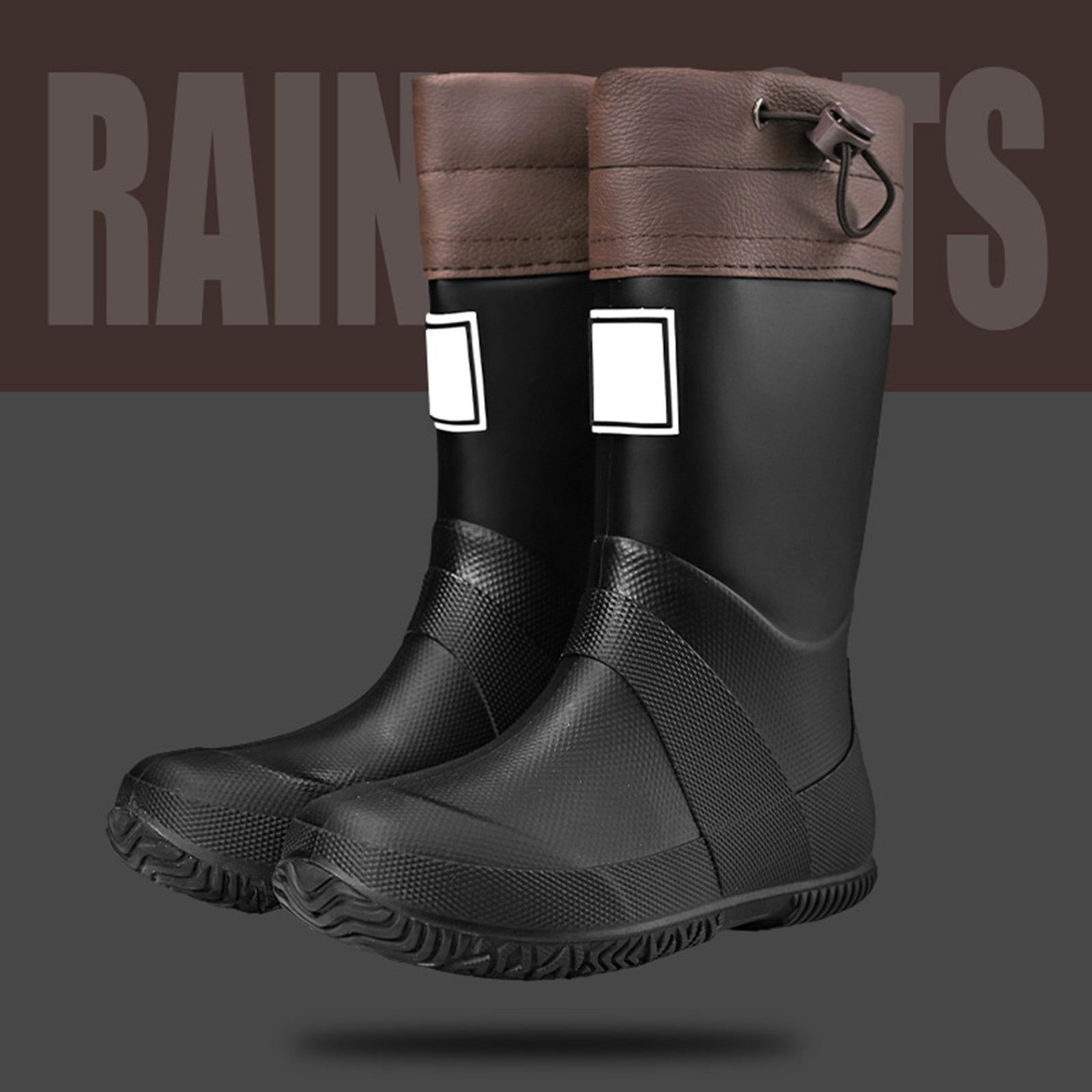 Yuncity Rain Boots For Girls Boys Outdoor Hiking Camping Adventure Comfortable Mid High Calf Rubber Boots Shoes Footwear Black 4-4.5 Years
