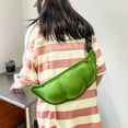 thumbnail image 2 of LUUFILx Women's Plush Pea Shape Messenger Bag, Green, 2 of 8