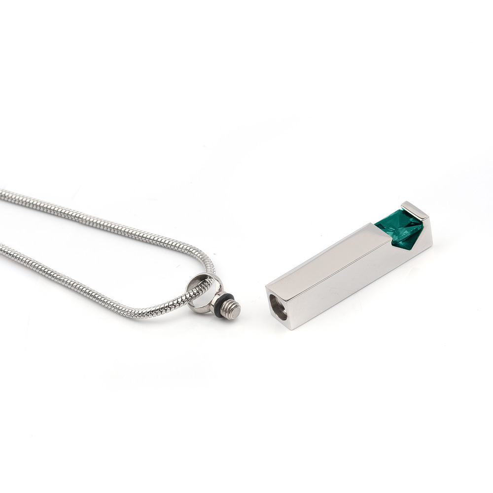 Cremation Jewelry Memorial Birthstone Bar Necklace Handcrafted Waterproof Human Ashes Urn Container with Free Funnel Kit and Velvet Jewelry Box [December]