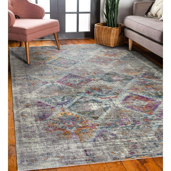 Leick Home Calian Multicolor Rectangle Patchwork Boho Chic Area Rug, 3'9" x 5'9"